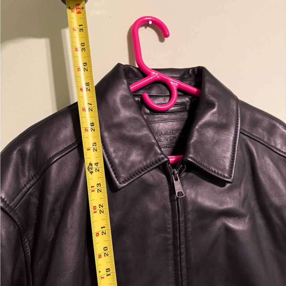 Black Leather Bomber Jacket - Picture 3 of 3
